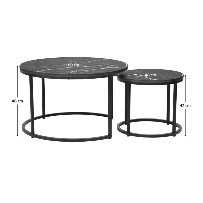 Casa si Gradina - Mobilier - Mese si birouri - Masute de cafea - Masute de cafea, set de 2, gri inchis/negru, CIRKO - Infinity.ro