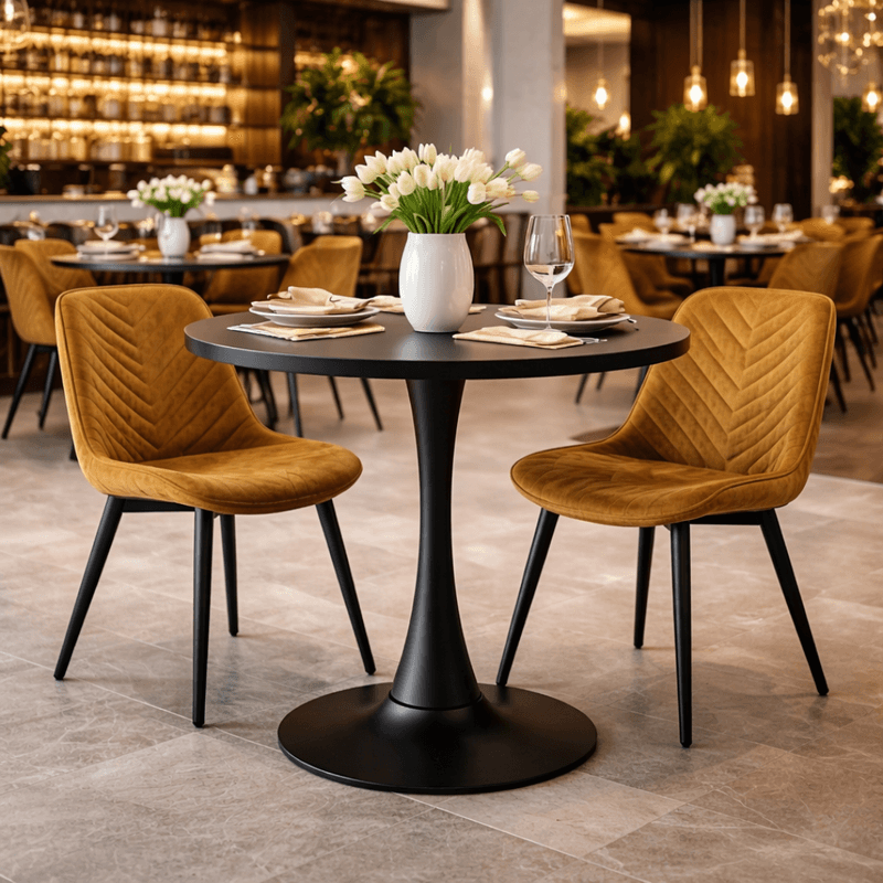 Casa si Gradina - Mobilier - Mese si birouri - Mese bucatarie si dining - Masa de sufragerie, negru, diametru 80 cm, REVENTON NEW - Infinity.ro