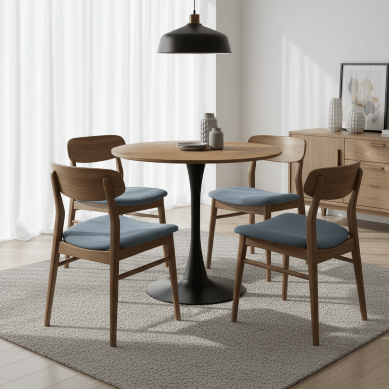 Casa si Gradina - Mobilier - Mese si birouri - Mese bucatarie si dining - Masa de sufragerie, stejar/negru, diametru 80 cm, REVENTON NEW - Infinity.ro
