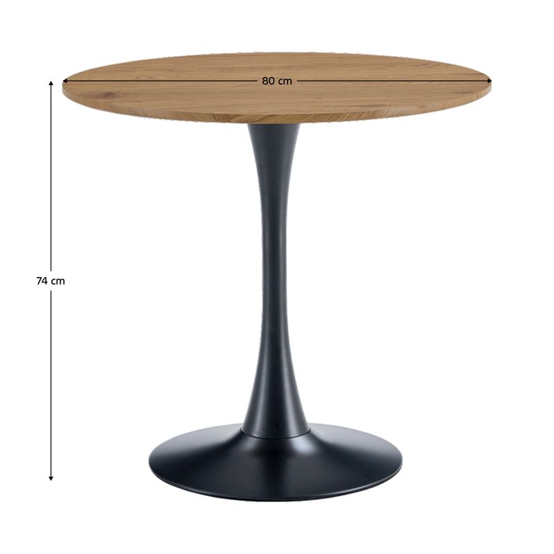 Casa si Gradina - Mobilier - Mese si birouri - Mese bucatarie si dining - Masa de sufragerie, stejar/negru, diametru 80 cm, REVENTON NEW - Infinity.ro