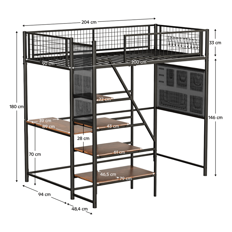 Casa si Gradina - Mobilier - Mobilier copii - Patuturi copii - Pat inaltat cu bariera, 90x200, alb, NIVEN - Infinity.ro