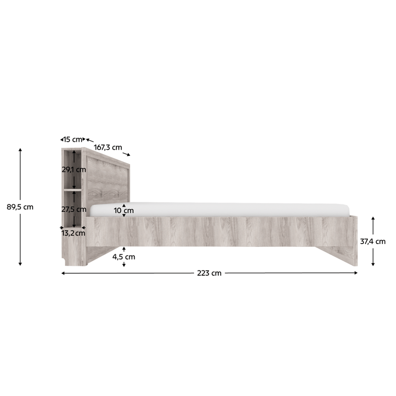 Casa si Gradina - Mobilier - Paturi si accesorii - Paturi - Pat cu rafturi, 160x200, castan Nairobi, JESI NEW - Infinity.ro