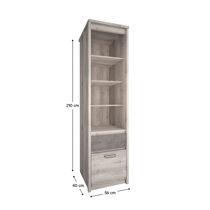 Casa si Gradina - Mobilier - Biblioteci si rafturi - Etajere - Etajera deschisa 1D1S, castan Nairobi / onix, JESI NEW - Infinity.ro