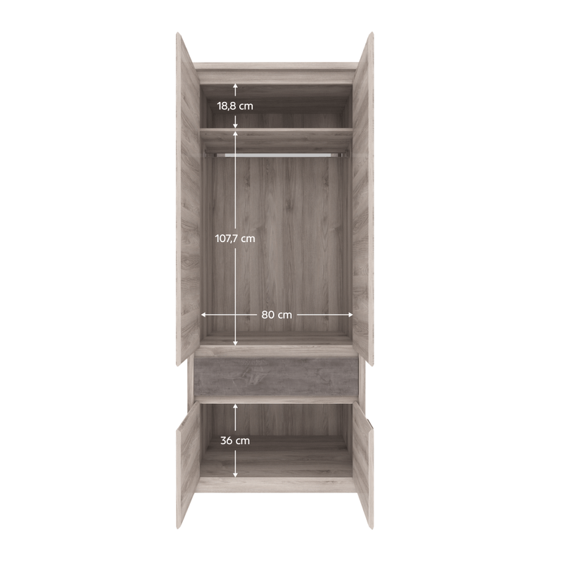 Casa si Gradina - Mobilier - Dulapuri si sifoniere - Dulapuri - Dulap 4D1S, castan Nairobi / onix, JESI NEW - Infinity.ro