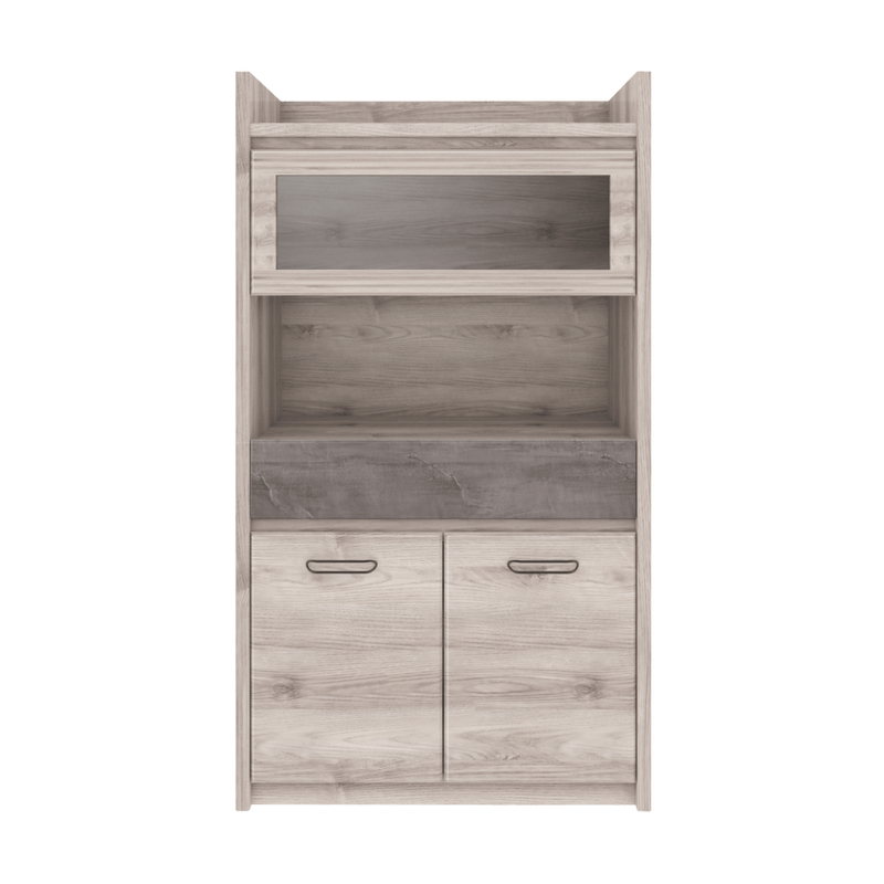 Casa si Gradina - Mobilier - Comode si corpuri - Corpuri bucatarie - Vitrina joasa 2D1W1S, castan Nairobi / onix, JESI NEW - Infinity.ro