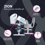 Casa si Gradina - Mobilier - Mobilier copii - Mobilier camera copiilor - Birou si scaun crescator, gri/alb, set ZION - Infinity.ro