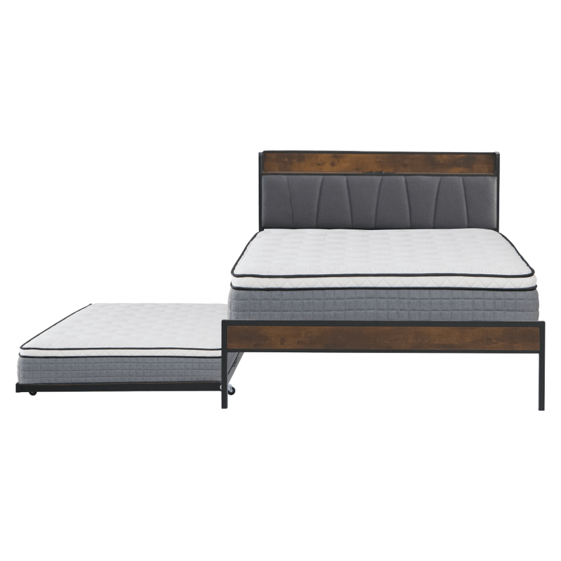 Casa si Gradina - Mobilier - Paturi si accesorii - Paturi - Pat cu somiera si pat suplimentar extensibil, 160x200, negru/gri, NORDO - Infinity.ro