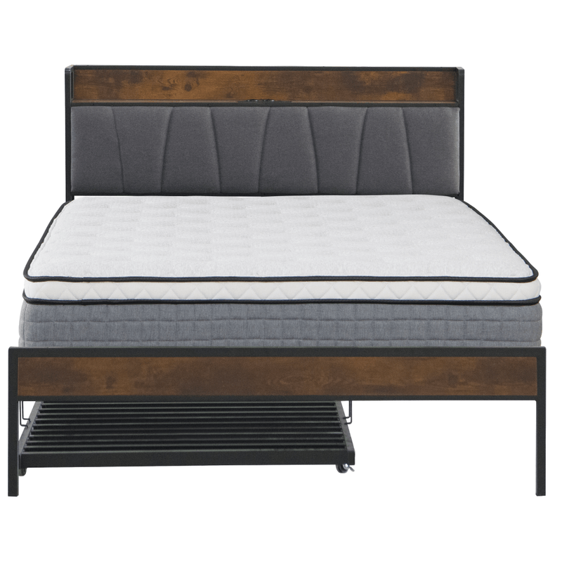 Casa si Gradina - Mobilier - Paturi si accesorii - Paturi - Pat cu somiera si pat suplimentar extensibil, 160x200, negru/gri, NORDO - Infinity.ro
