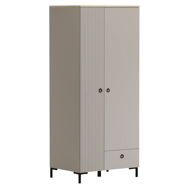Casa si Gradina - Mobilier - Dulapuri si sifoniere - Dulapuri - Dulap, gri-maroniu Taupe/stejar silverjack, DOMCA 2D1S - Infinity.ro
