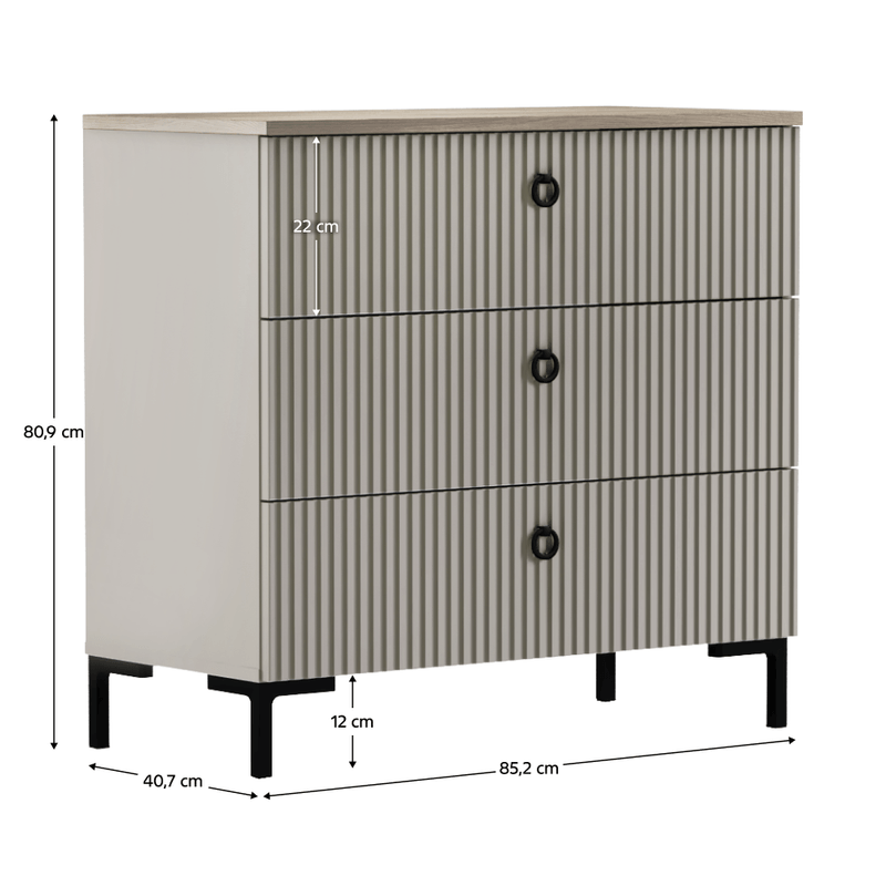 Casa si Gradina - Mobilier - Comode si corpuri - Comode - Comoda, gri-maroniu Taupe/stejar silverjack, DOMCA 3S - Infinity.ro