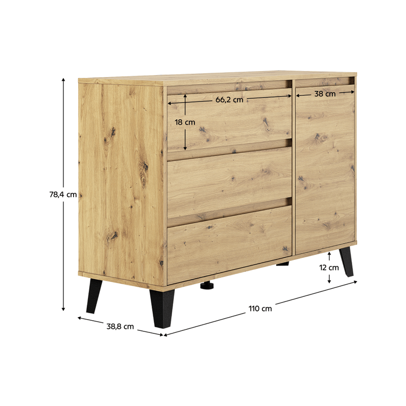Casa si Gradina - Mobilier - Comode si corpuri - Comode - Comoda, stejar artisan, BOGAN NEW 1D3S - Infinity.ro