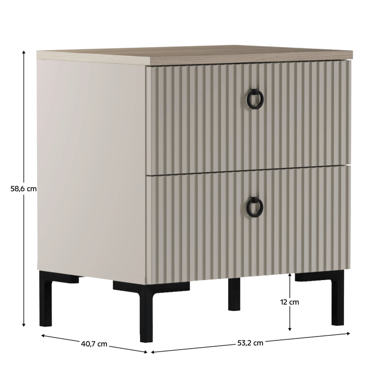 Casa si Gradina - Mobilier - Comode si corpuri - Noptiere - Noptiera, gri-maroniu Taupe/stejar silverjack, DOMCA 2S - Infinity.ro