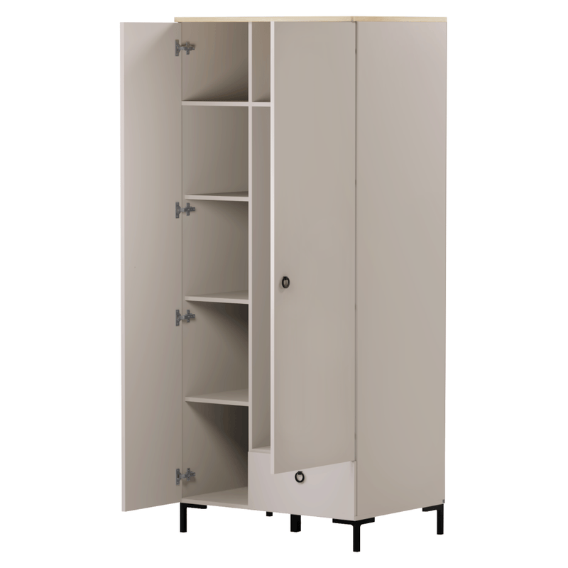 Casa si Gradina - Mobilier - Dulapuri si sifoniere - Dulapuri - Dulap, gri-maroniu Taupe/stejar silverjack, DOMCA 2D1S - Infinity.ro