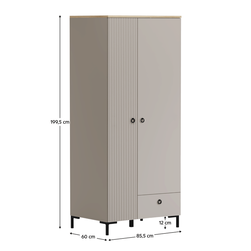 Casa si Gradina - Mobilier - Dulapuri si sifoniere - Dulapuri - Dulap, gri-maroniu Taupe/stejar silverjack, DOMCA 2D1S - Infinity.ro
