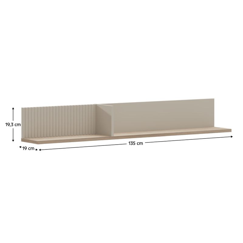Casa si Gradina - Mobilier - Biblioteci si rafturi - Etajere - Polita suspendat 135, gri-maroniu Taupe/stejar silverjack, DOMCA - Infinity.ro