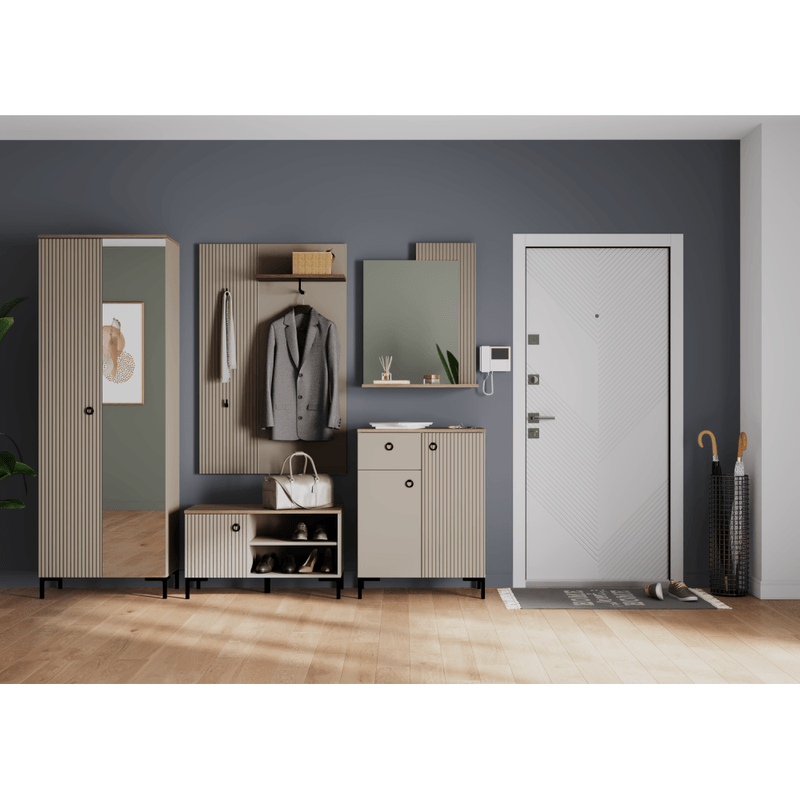 Casa si Gradina - Mobilier - Comode si corpuri - Comode - Comoda, gri-maroniu Taupe/stejar silverjack, DOMCA 2D1S - Infinity.ro