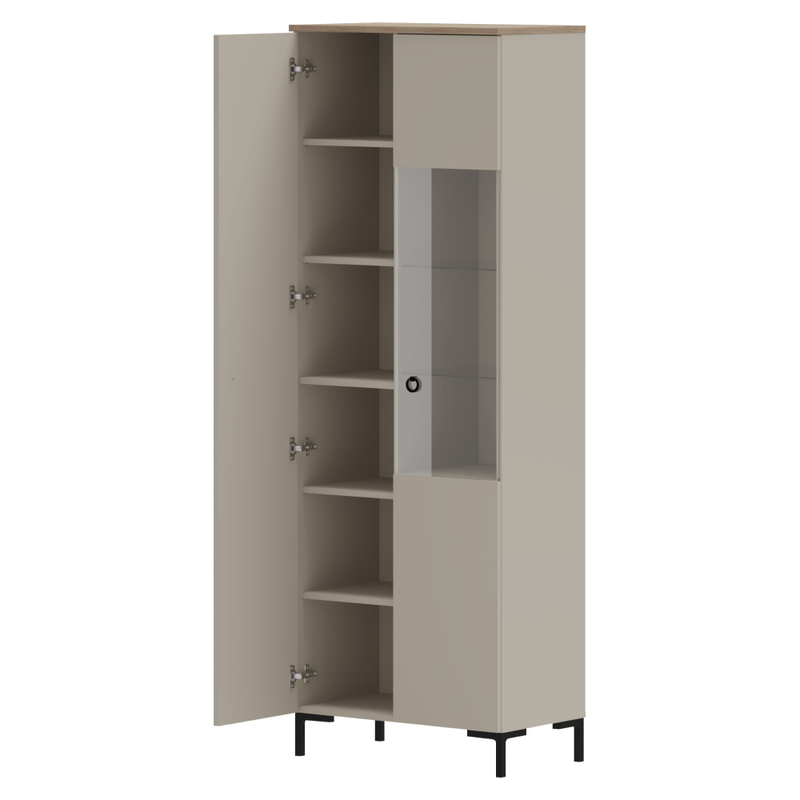Casa si Gradina - Mobilier - Comode si corpuri - Corpuri bucatarie - Vitrina, gri-maroniu Taupe/stejar silverjack, DOMCA 1D1W - Infinity.ro