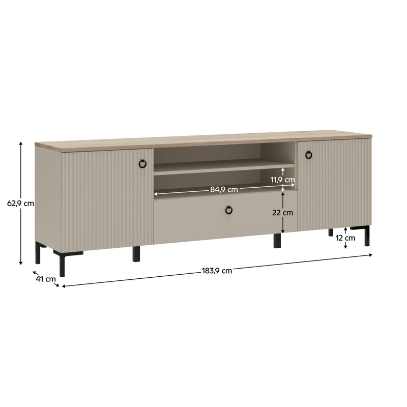 Casa si Gradina - Mobilier - Comode si corpuri - Comode - Masuta TV, gri Taupe/stejar silverjack, DOMCA 2D1S - Infinity.ro