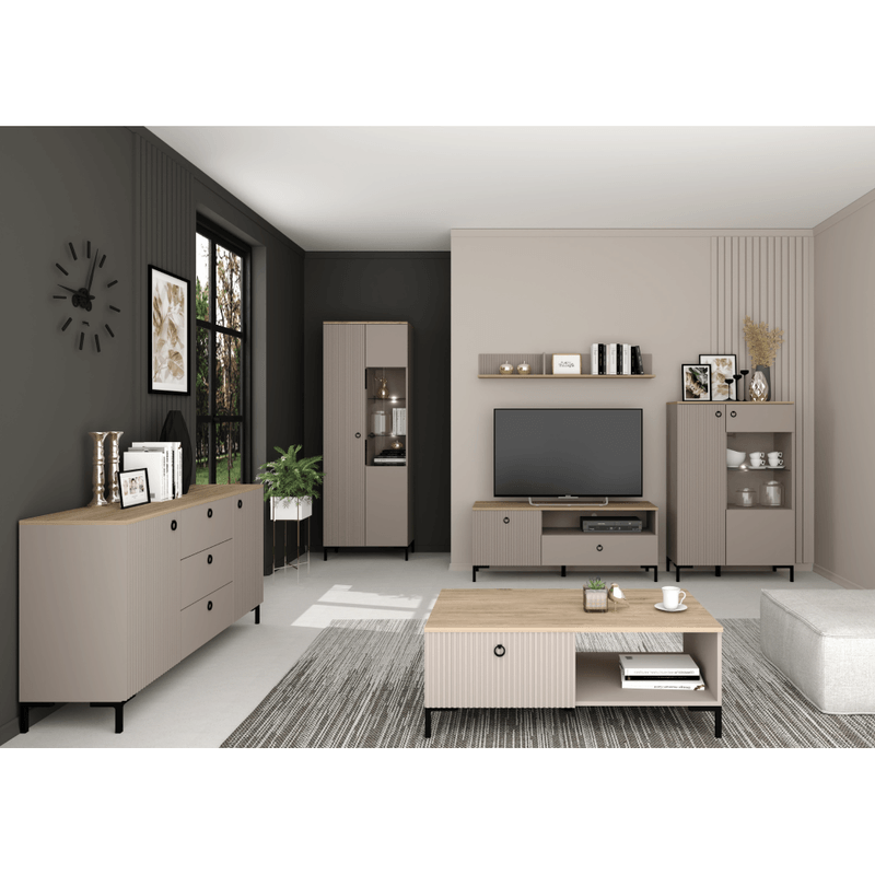 Casa si Gradina - Mobilier - Comode si corpuri - Comode - Masuta TV, gri Taupe/stejar silverjack, DOMCA 1K1S - Infinity.ro