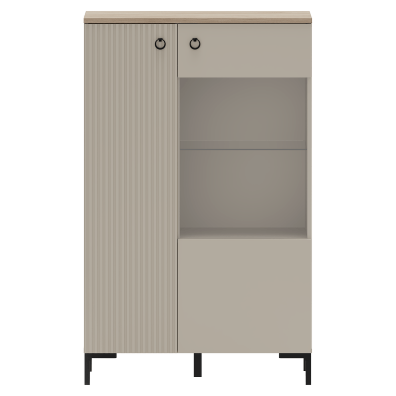 Casa si Gradina - Mobilier - Comode si corpuri - Corpuri bucatarie - Vitrina joasa, gri-maroniu Taupe/stejar silverjack, DOMCA 1D1W/140 - Infinity.ro