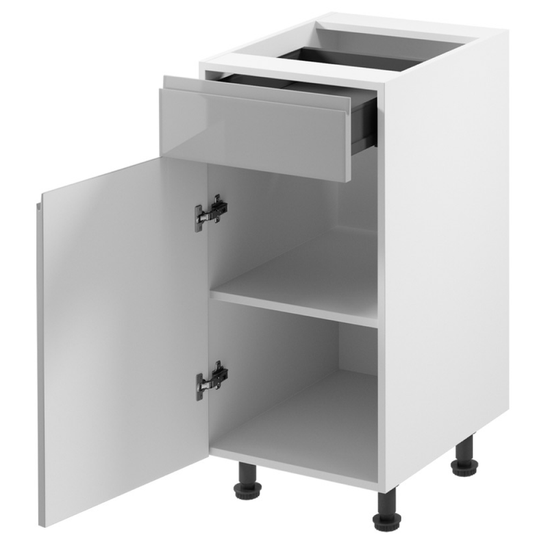 Casa si Gradina - Mobilier - Seturi de mobilier - Seturi bucatarie - Dulap inferior, alb/gri extra lucios HG, AURORA D40S1 - Infinity.ro