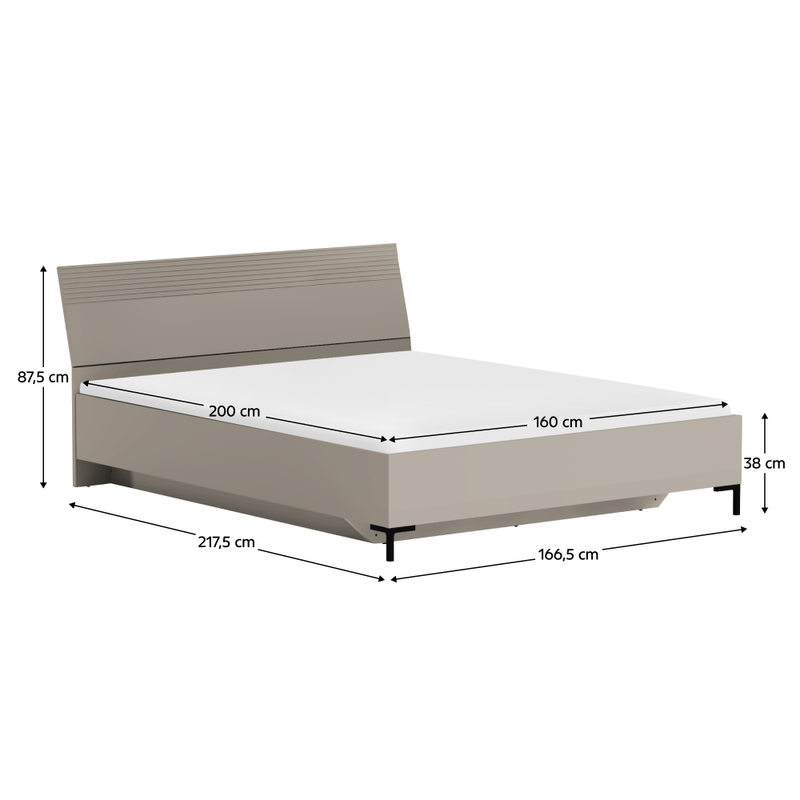 Casa si Gradina - Mobilier - Paturi si accesorii - Paturi - Pat matrimonial, 160x200, gri-maroniu Taupe, DOMCA - Infinity.ro