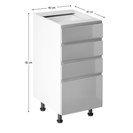 Casa si Gradina - Mobilier - Seturi de mobilier - Seturi bucatarie - Dulap inferior, alb/gri extra lucios HG, AURORA D40S4 - Infinity.ro