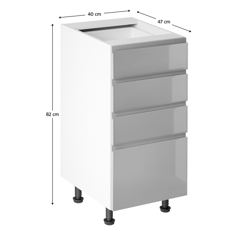 Casa si Gradina - Mobilier - Seturi de mobilier - Seturi bucatarie - Dulap inferior, alb/gri extra lucios HG, AURORA D40S4 - Infinity.ro