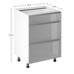 Casa si Gradina - Mobilier - Seturi de mobilier - Seturi bucatarie - Dulap inferior, alb/gri extra lucios HG, AURORA D60S3 - Infinity.ro
