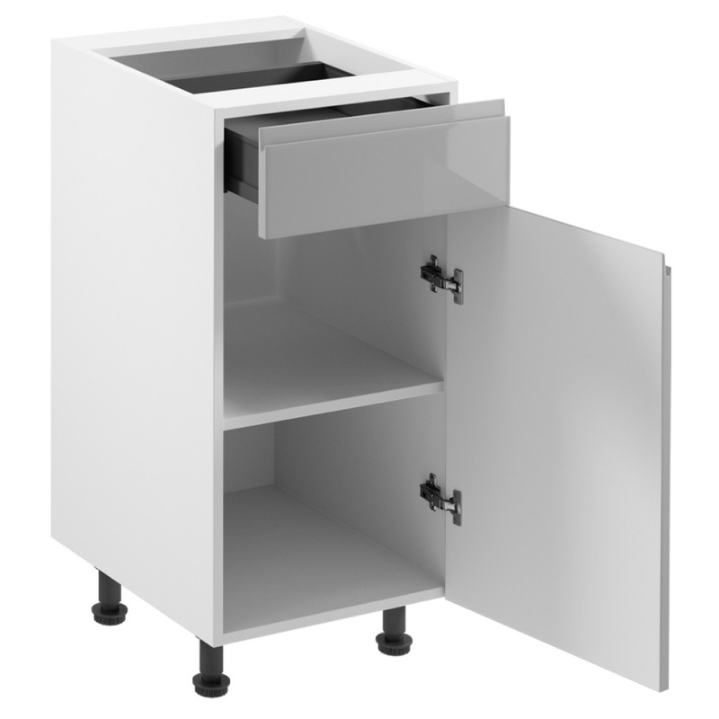 Casa si Gradina - Mobilier - Seturi de mobilier - Seturi bucatarie - Dulap inferior, alb/gri extra lucios HG, AURORA D40S1 - Infinity.ro