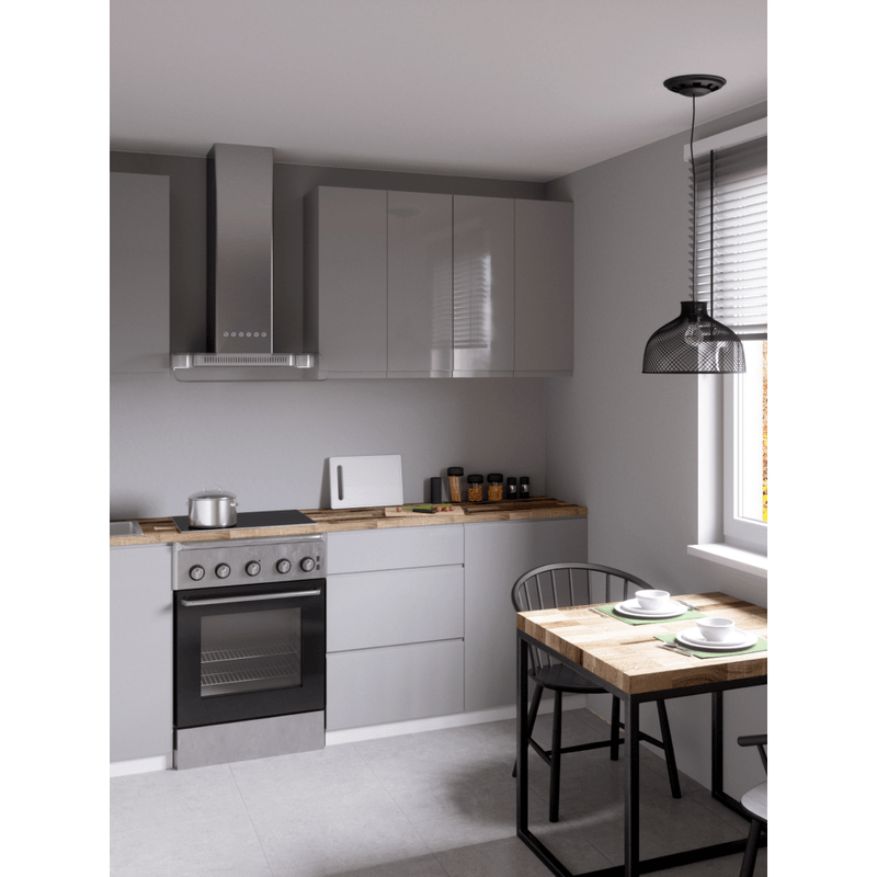 Casa si Gradina - Mobilier - Seturi de mobilier - Seturi bucatarie - Dulap inferior, alb/gri extra lucios HG, AURORA D60S3 - Infinity.ro