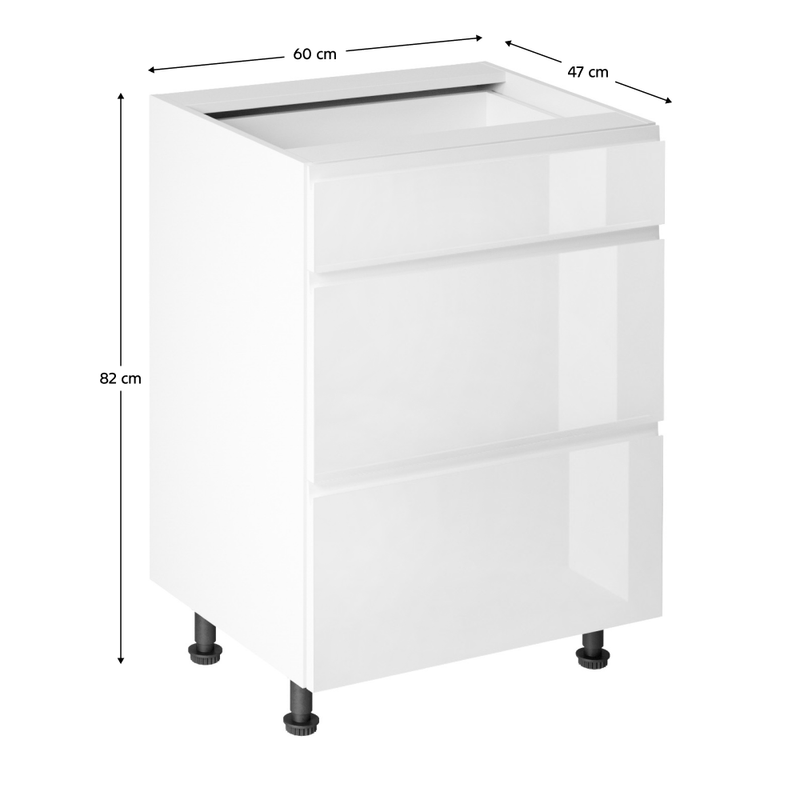 Casa si Gradina - Mobilier - Seturi de mobilier - Seturi bucatarie - Dulap inferior, alb/alb luciu extra ridicat HG, AURORA D60S4 - Infinity.ro