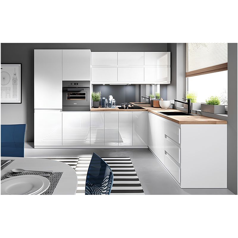 Casa si Gradina - Mobilier - Seturi de mobilier - Seturi bucatarie - Dulap inferior, alb/alb luciu extra ridicat HG, AURORA D60S4 - Infinity.ro