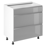 Casa si Gradina - Mobilier - Seturi de mobilier - Seturi bucatarie - Dulap inferior, alb/gri extra lucios HG, AURORA D80S3 - Infinity.ro