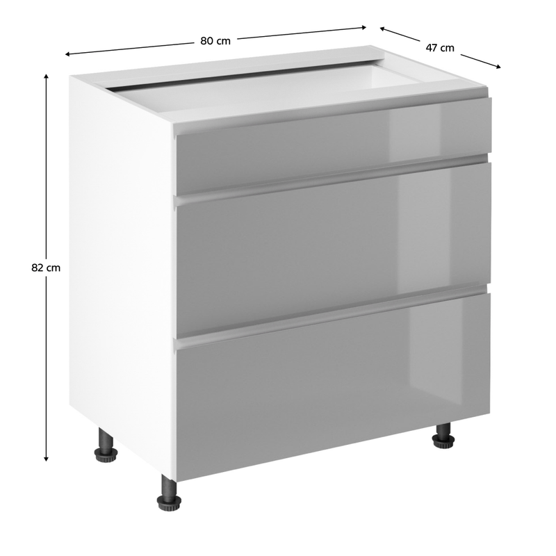 Casa si Gradina - Mobilier - Seturi de mobilier - Seturi bucatarie - Dulap inferior, alb/gri extra lucios HG, AURORA D80S3 - Infinity.ro