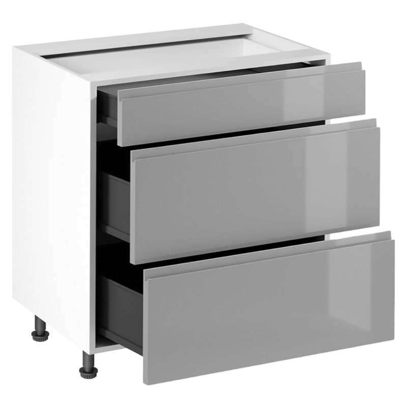 Casa si Gradina - Mobilier - Seturi de mobilier - Seturi bucatarie - Dulap inferior, alb/gri extra lucios HG, AURORA D80S3 - Infinity.ro
