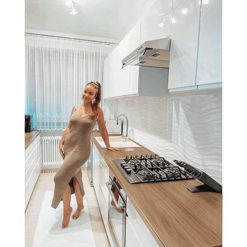 Casa si Gradina - Mobilier - Seturi de mobilier - Seturi bucatarie - Dulap inferior, alb/alb luciu extra ridicat HG, AURORA D80S4 - Infinity.ro