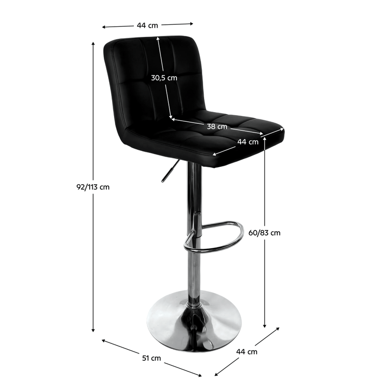Casa si Gradina - Mobilier - Scaune si fotolii - Scaune - Scaun de bar, piele ecologica negru/crom, KANDY 2 NEW - Infinity.ro