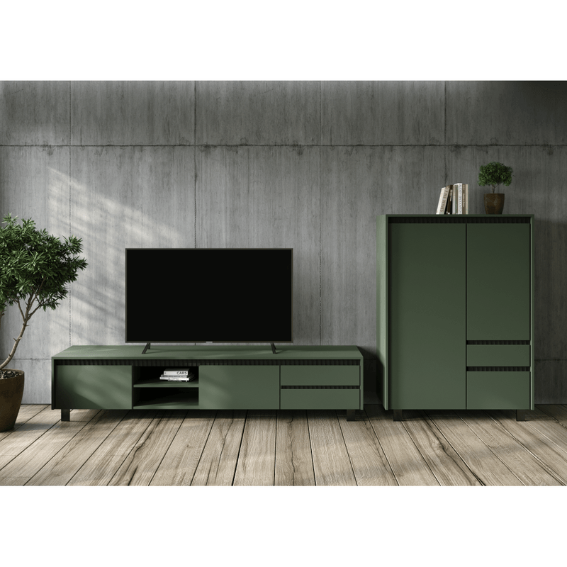 Casa si Gradina - Mobilier - Comode si corpuri - Corpuri bucatarie - Vitrina, verde smoke/negru, LONGY REG1W - Infinity.ro