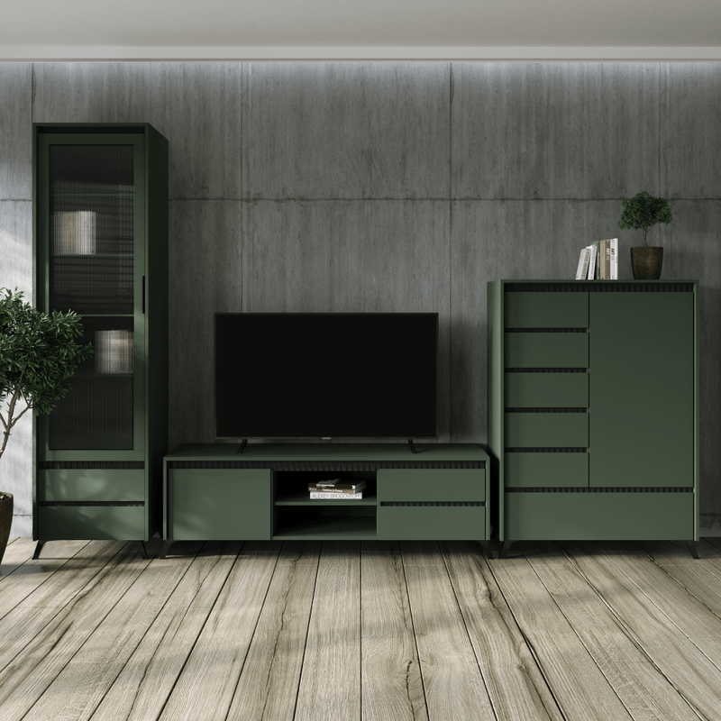 Casa si Gradina - Mobilier - Comode si corpuri - Corpuri bucatarie - Vitrina, verde smoke/negru, LONGY REG1W - Infinity.ro