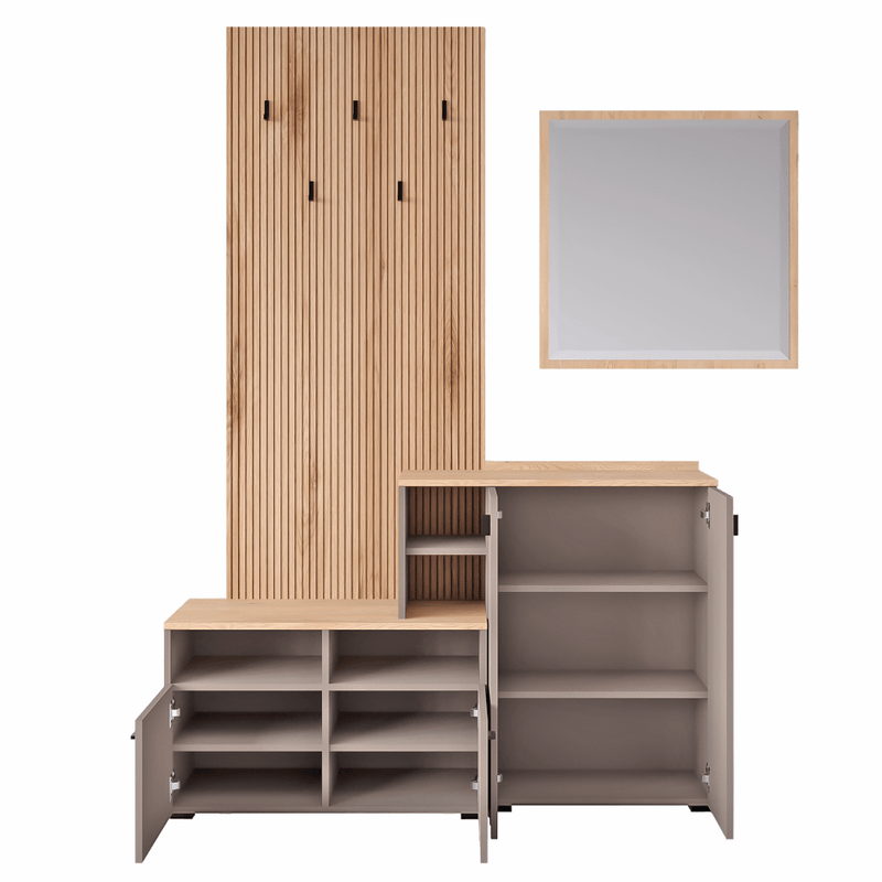 Casa si Gradina - Mobilier - Dulapuri si sifoniere - Dulapuri - Set de hol, toffee/natural canella strata/cremona torro stejar, EBRAO - Infinity.ro