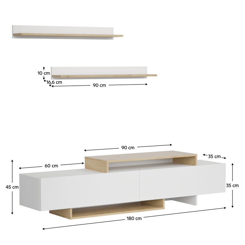 Casa si Gradina - Mobilier - Seturi de mobilier - Seturi living - Mobilier de perete living, alb/stejar artisan, MILONA - Infinity.ro