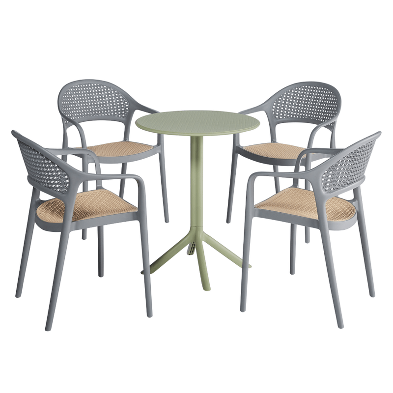 Casa si Gradina - Gradina si terasa - Mobilier exterior - Scaune si sezlonguri gradina - Scaun stivuibil, gri/bej, LADIS - Infinity.ro