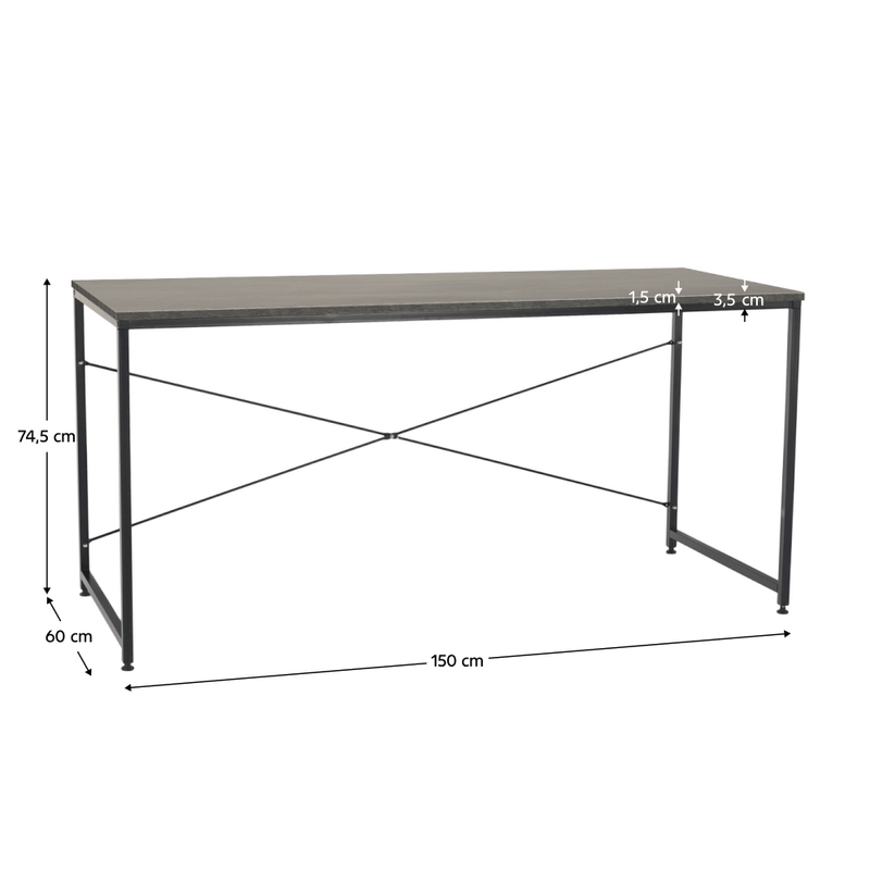 Casa si Gradina - Mobilier - Mese si birouri - Birouri - Birou, beton/negru, 150x60 cm, MELLORA - Infinity.ro