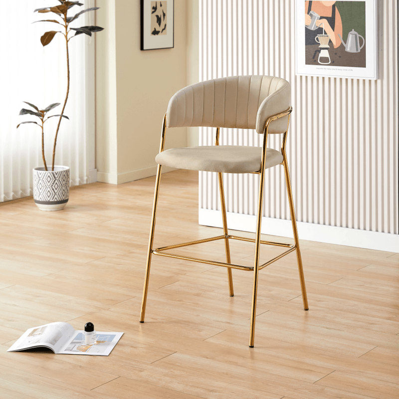 Casa si Gradina - Mobilier - Scaune si fotolii - Scaune - Scaun de bar de design, tesatura bej Velvet/gold crom auriu, DASMIN NEW TIP 2 - Infinity.ro
