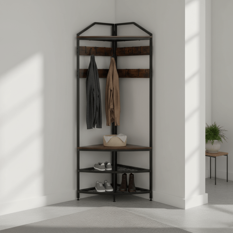 Casa si Gradina - Mobilier - Organizare si depozitare - Cuiere - Cuier, stejar rustic/negru, ELVIRO - Infinity.ro