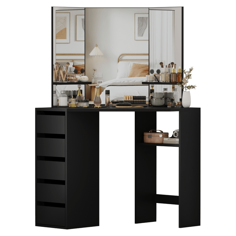Casa si Gradina - Mobilier - Comode si corpuri - Masute de toaleta - Masuta de toaleta de colt, negru, ELIO - Infinity.ro