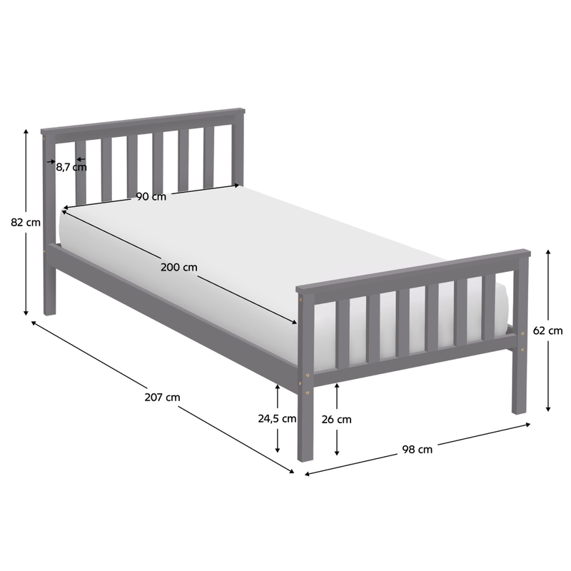 Casa si Gradina - Mobilier - Mobilier copii - Patuturi copii - Pat cu somiera, gri, 90x200, ANATRA - Infinity.ro