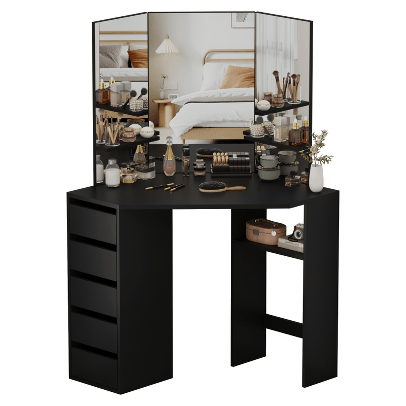 Casa si Gradina - Mobilier - Comode si corpuri - Masute de toaleta - Masuta de toaleta de colt, negru, ELIO - Infinity.ro