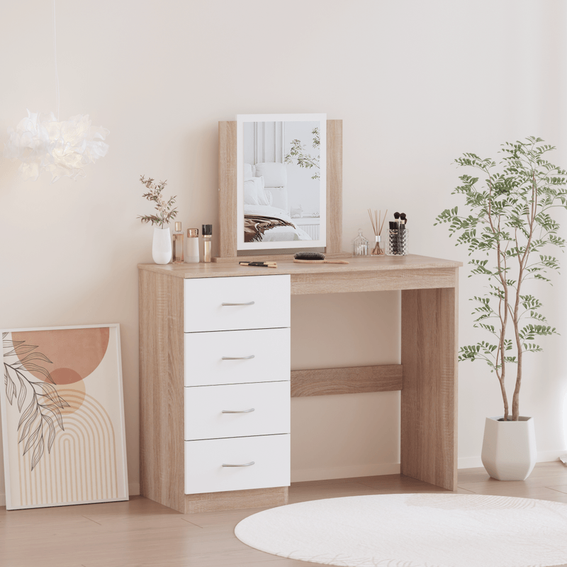 Casa si Gradina - Mobilier - Comode si corpuri - Masute de toaleta - Masa de toaleta, stejar sonoma/alb, KLEVIS - Infinity.ro